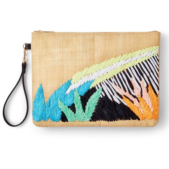 Tabitha Brown Colorful Large Abstract Embroidered Clutch GUC - Picture 1 of 3